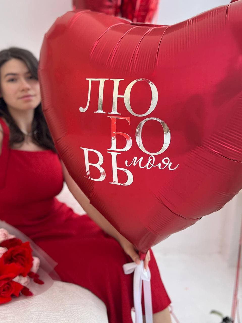 Композиция из шаров «Шелковое сердце»