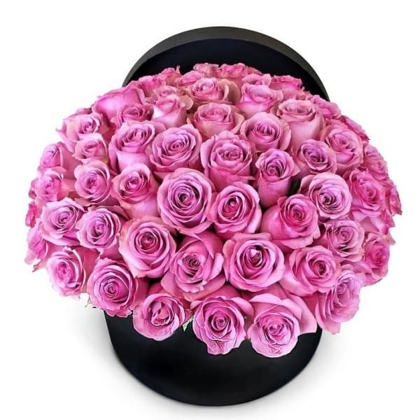 Шикарный букет 101 Роза в шляпной коробке (цвета на выбор)