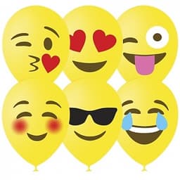 12"/30см Пастель (шелк) ЖЕЛТЫЙ 1 ст. 3 цв. рис Эмодзи Смайл