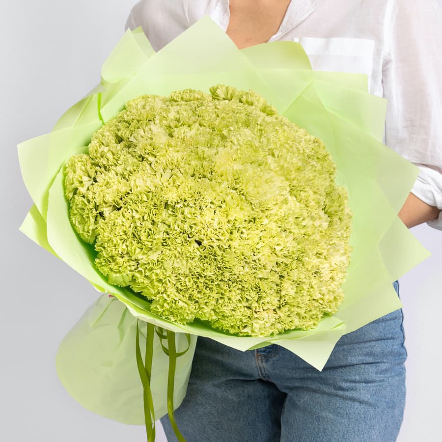 Весенний букет 101 диантус в матовой бумаге