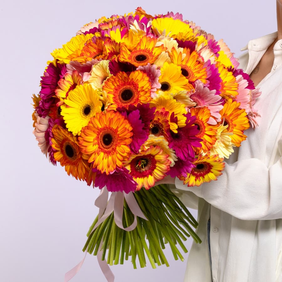 Цветочный букет 101 Гербера Микс