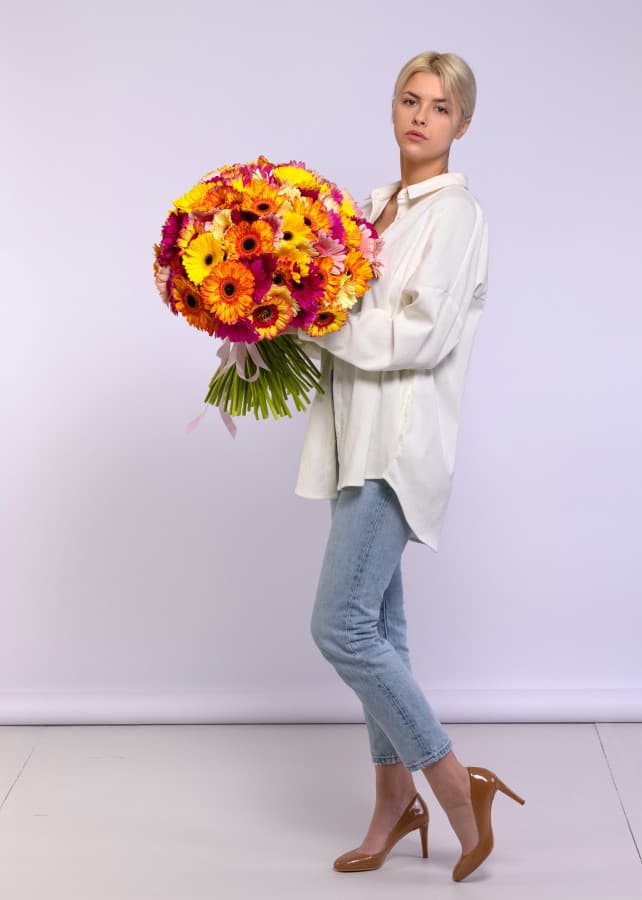 Цветочный букет 101 Гербера Микс