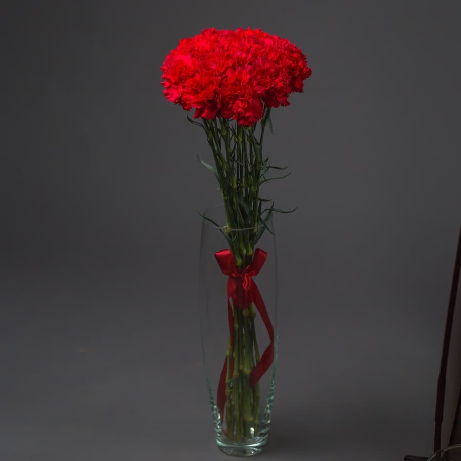 Красочный букет из 15 Красных Гвоздик