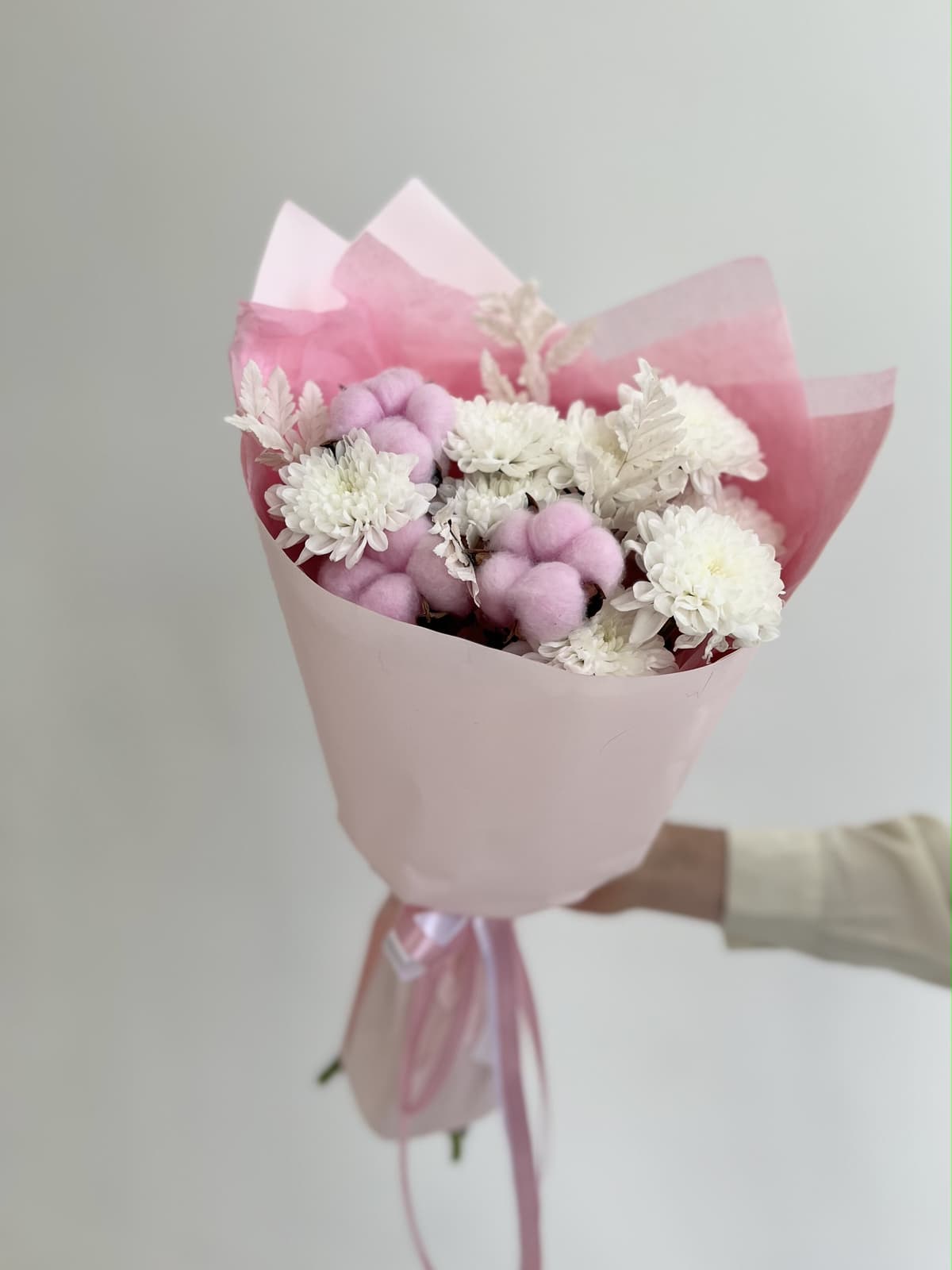 Праздничный букет "Хлопок" розовый