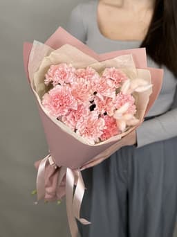 Стильный букет из 11 Диантусов в Матовой бумаге