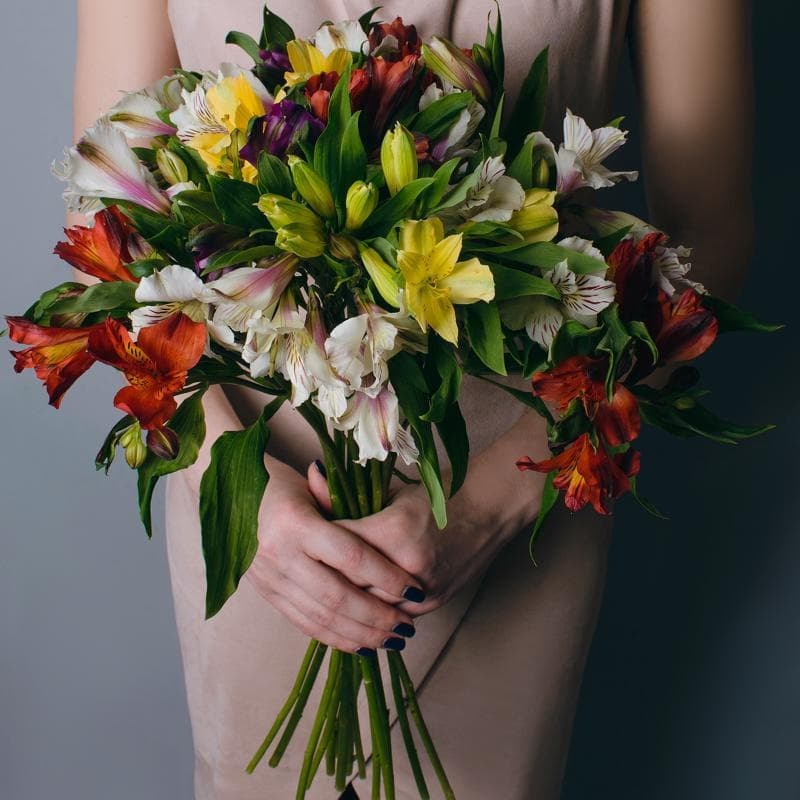 Праздничный букет из 15 Альстромерий микс