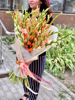 Букет из 35 Гладиолусов в матовой бумаге