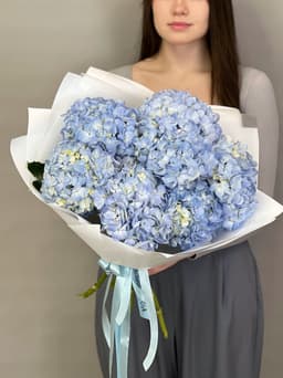 Букет из 7 голубых гортензий