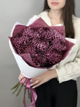 Букет из 9 фиолетовых хризантем Bigoudi