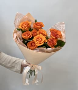 Букет из 9 Оранжевых Роз в Фоамиране
