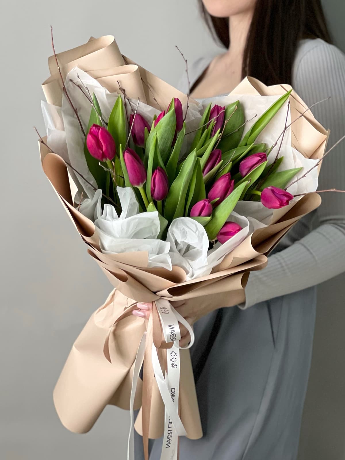 Букет из фиолетовых тюльпанов "Дыхание"