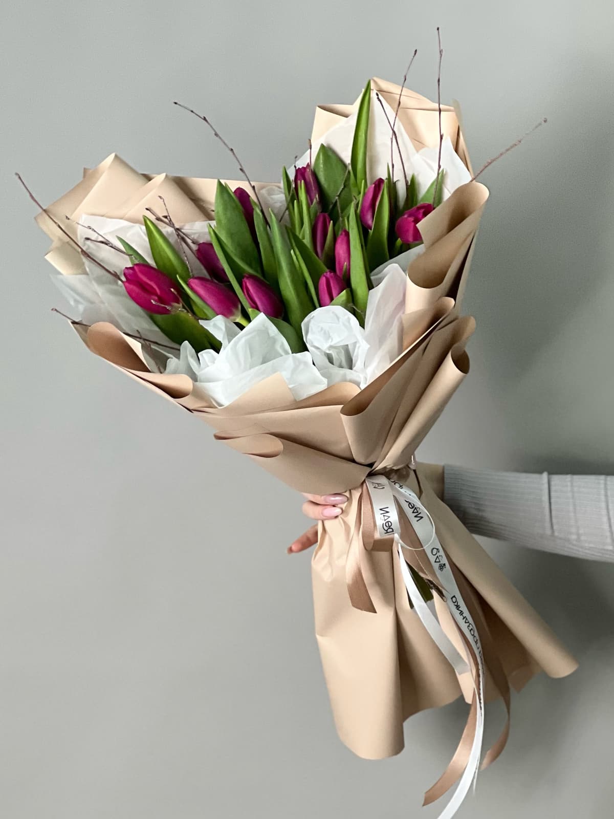 Букет из фиолетовых тюльпанов "Дыхание"