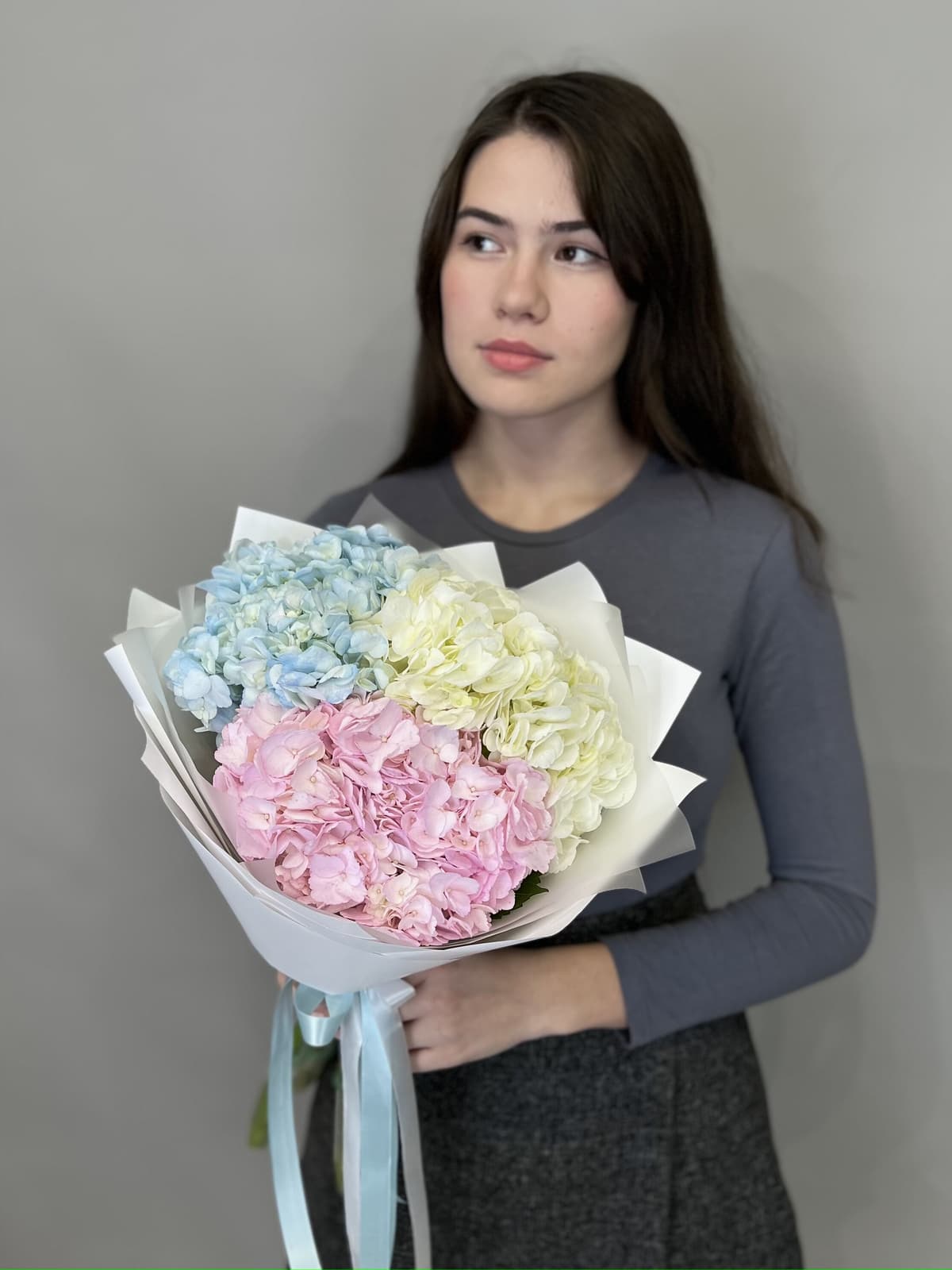 Дизайнерский букет из гортензии "Карамель"