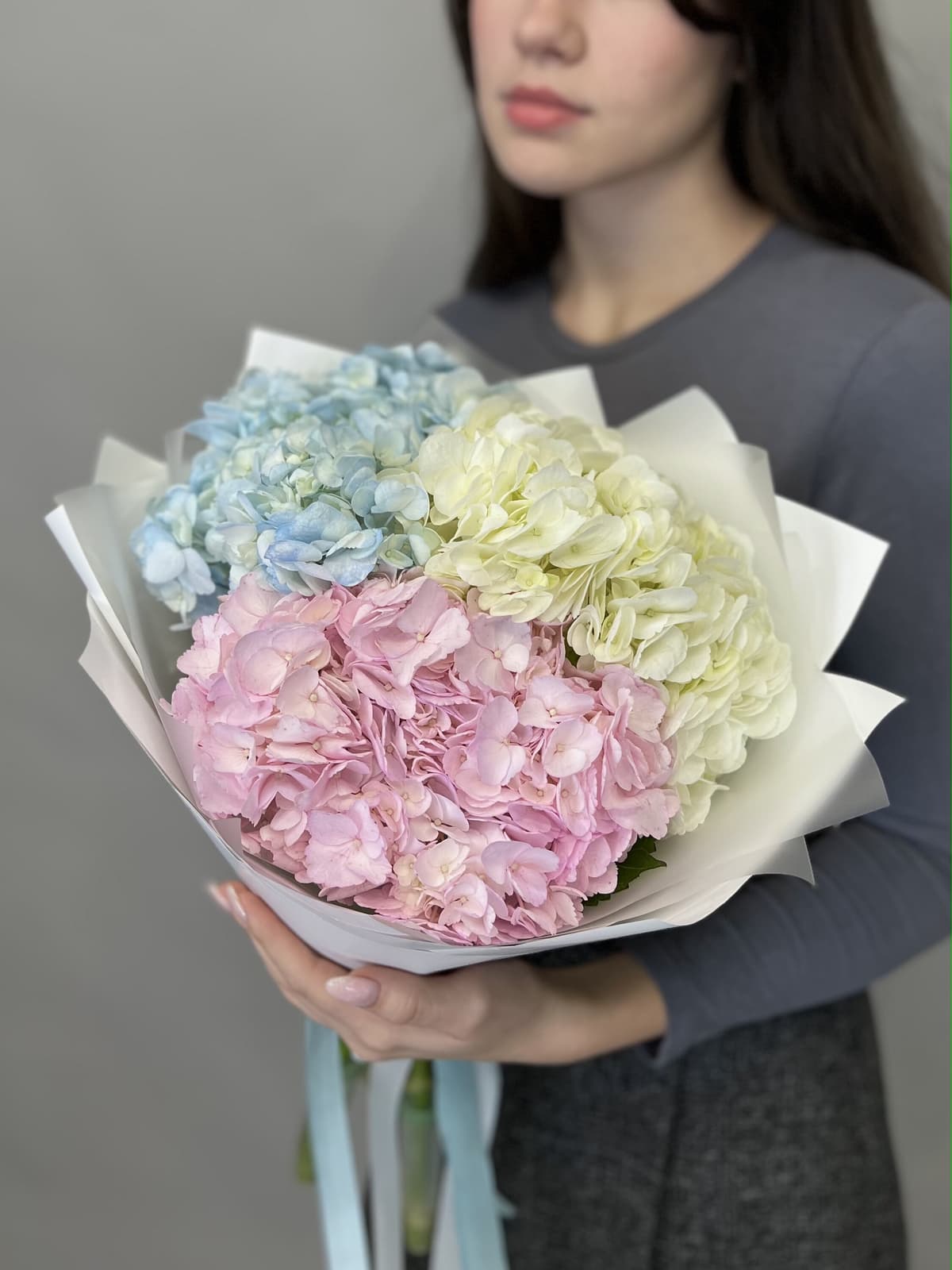 Дизайнерский букет из гортензии "Карамель"