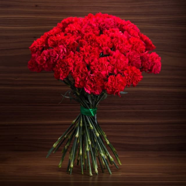 Красочный букет из красных 35 гвоздик Красочный букет из красных 35 гвоздик