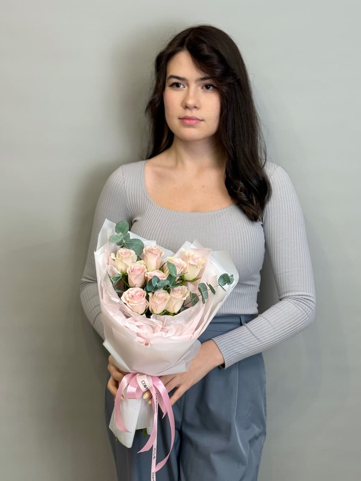 Букет из розовых роз кения "Pink athena" S