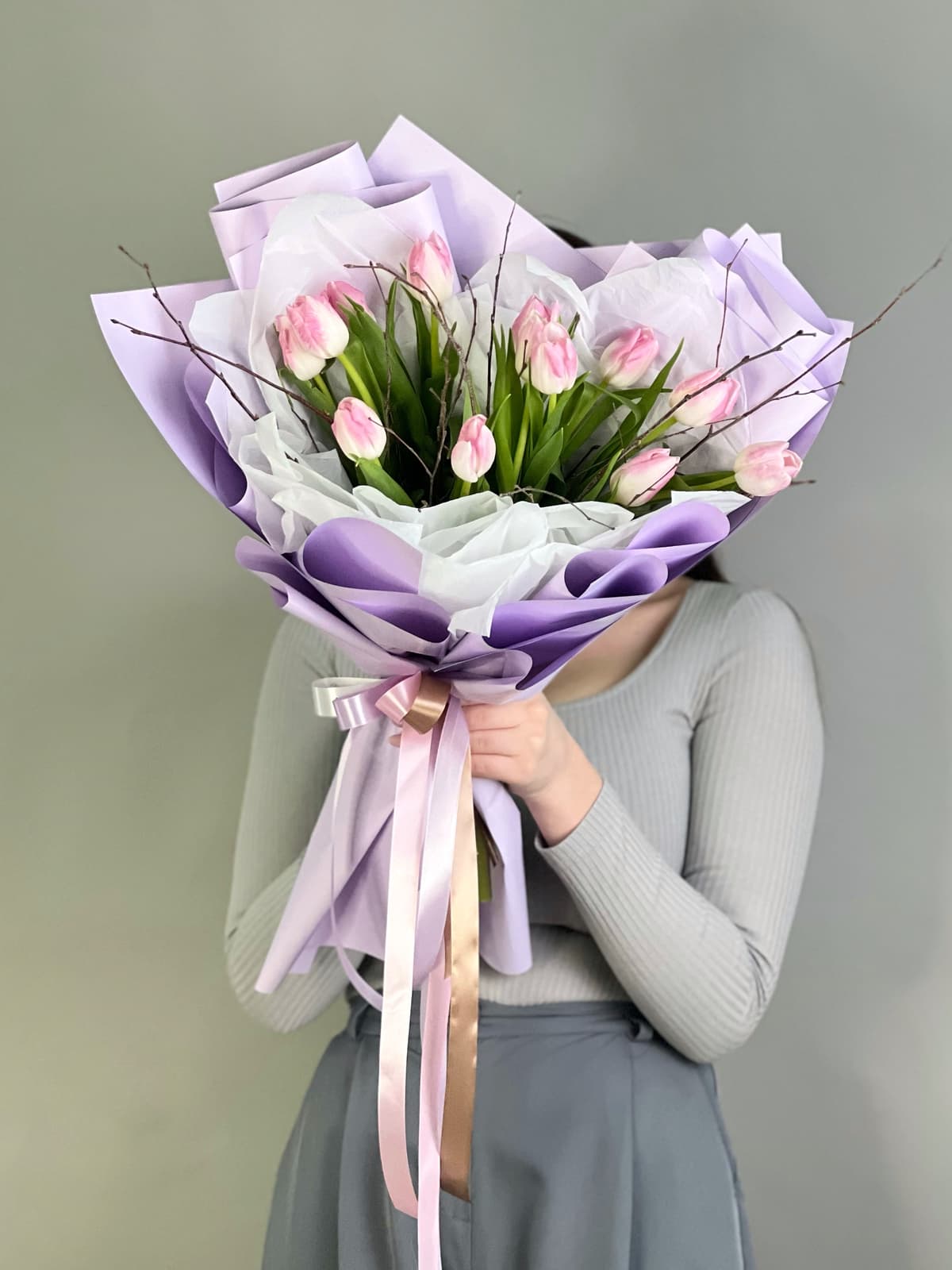 Букет из розовых тюльпанов "Дыхание"