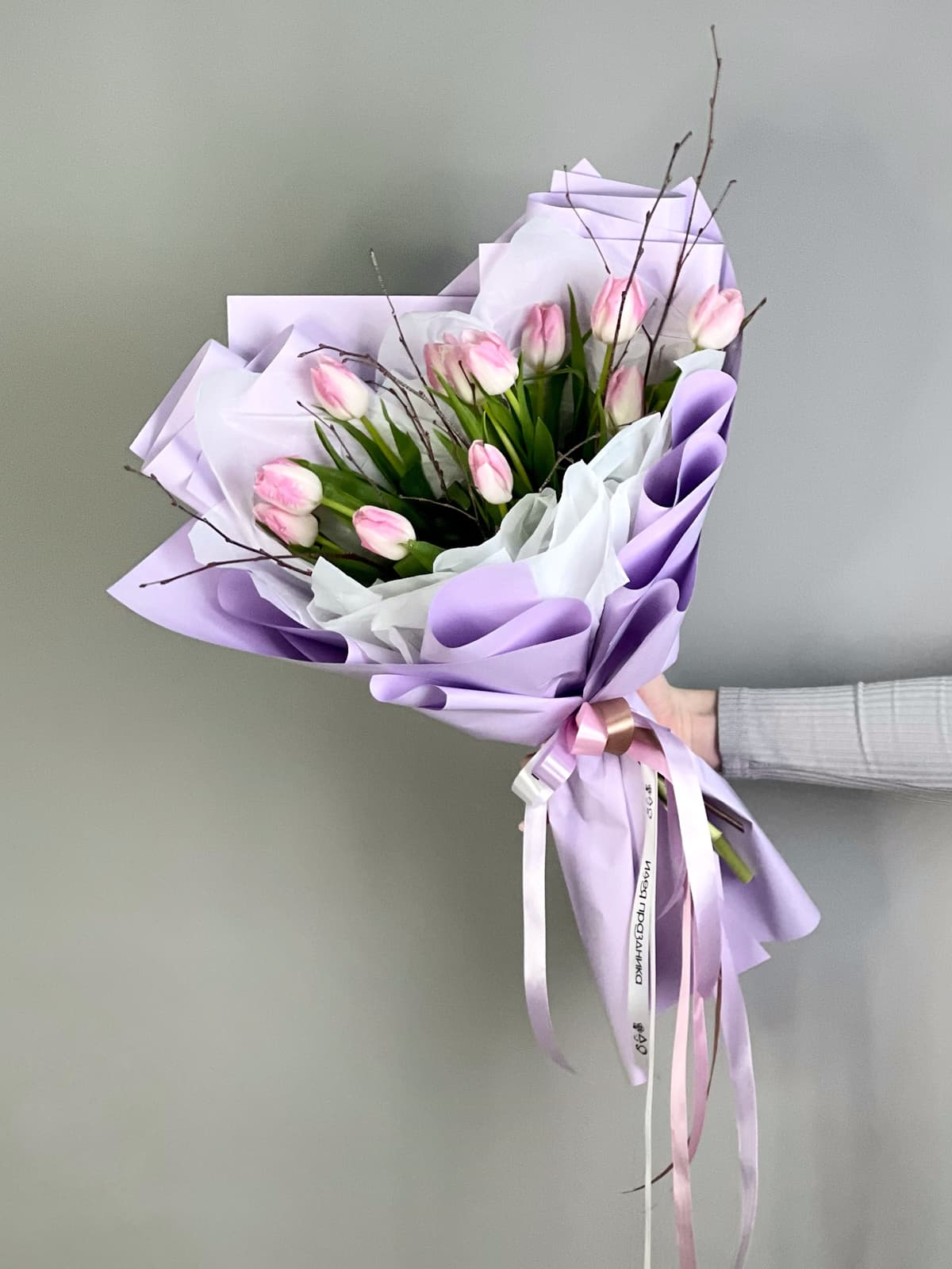 Букет из розовых тюльпанов "Дыхание"