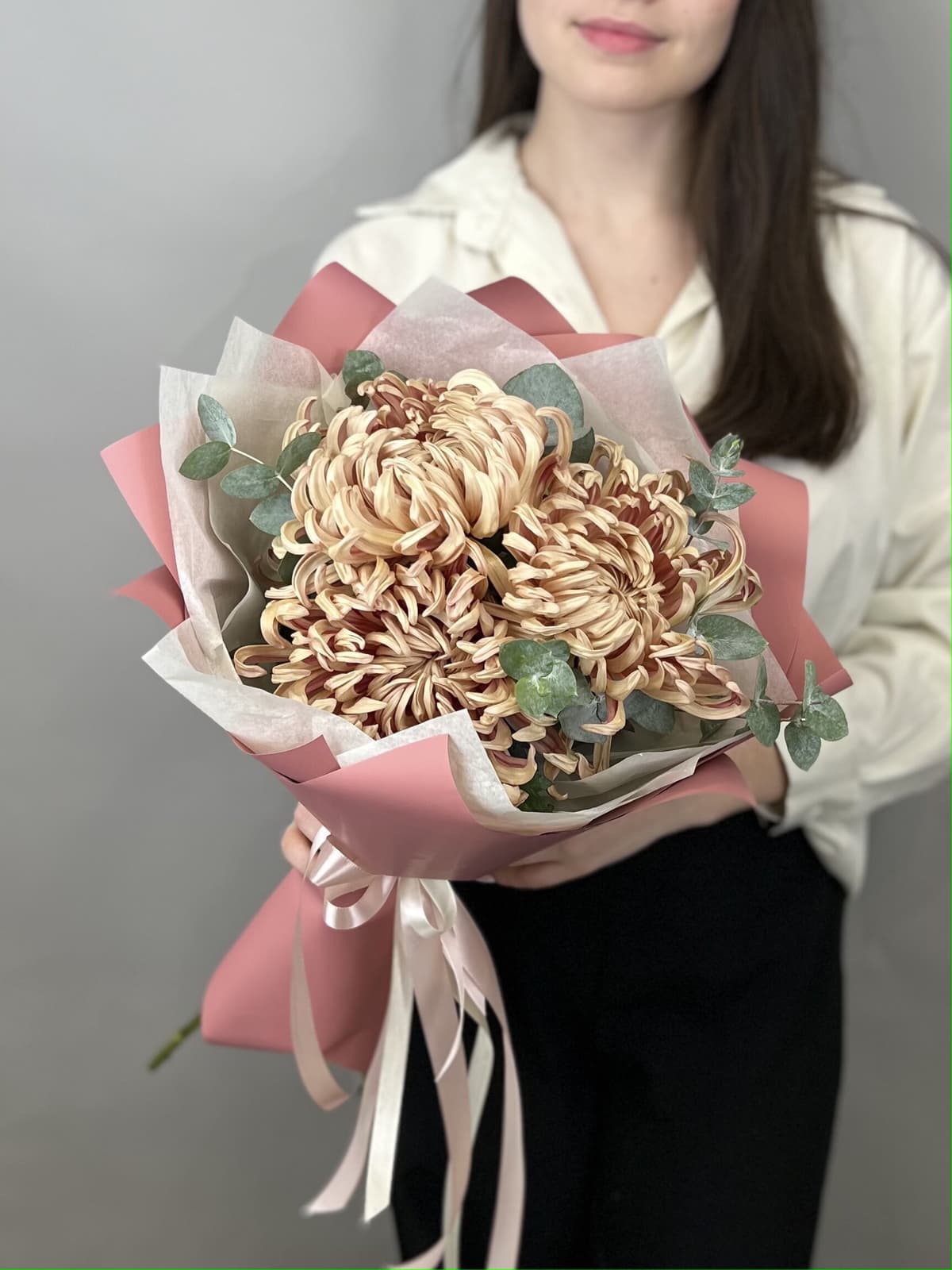 Оригинальный букет хризантем "Copper" S