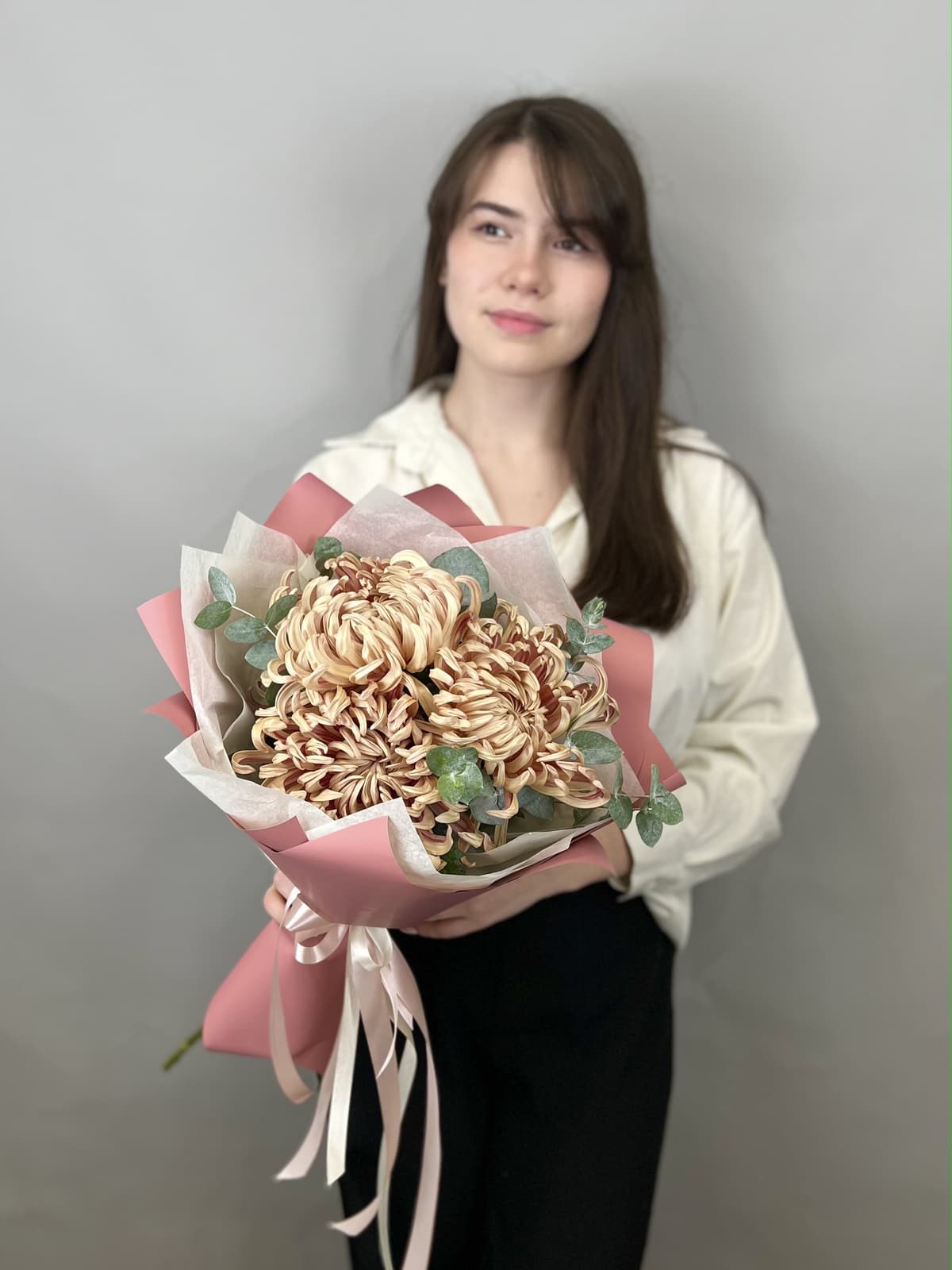 Оригинальный букет хризантем "Медь" (3)