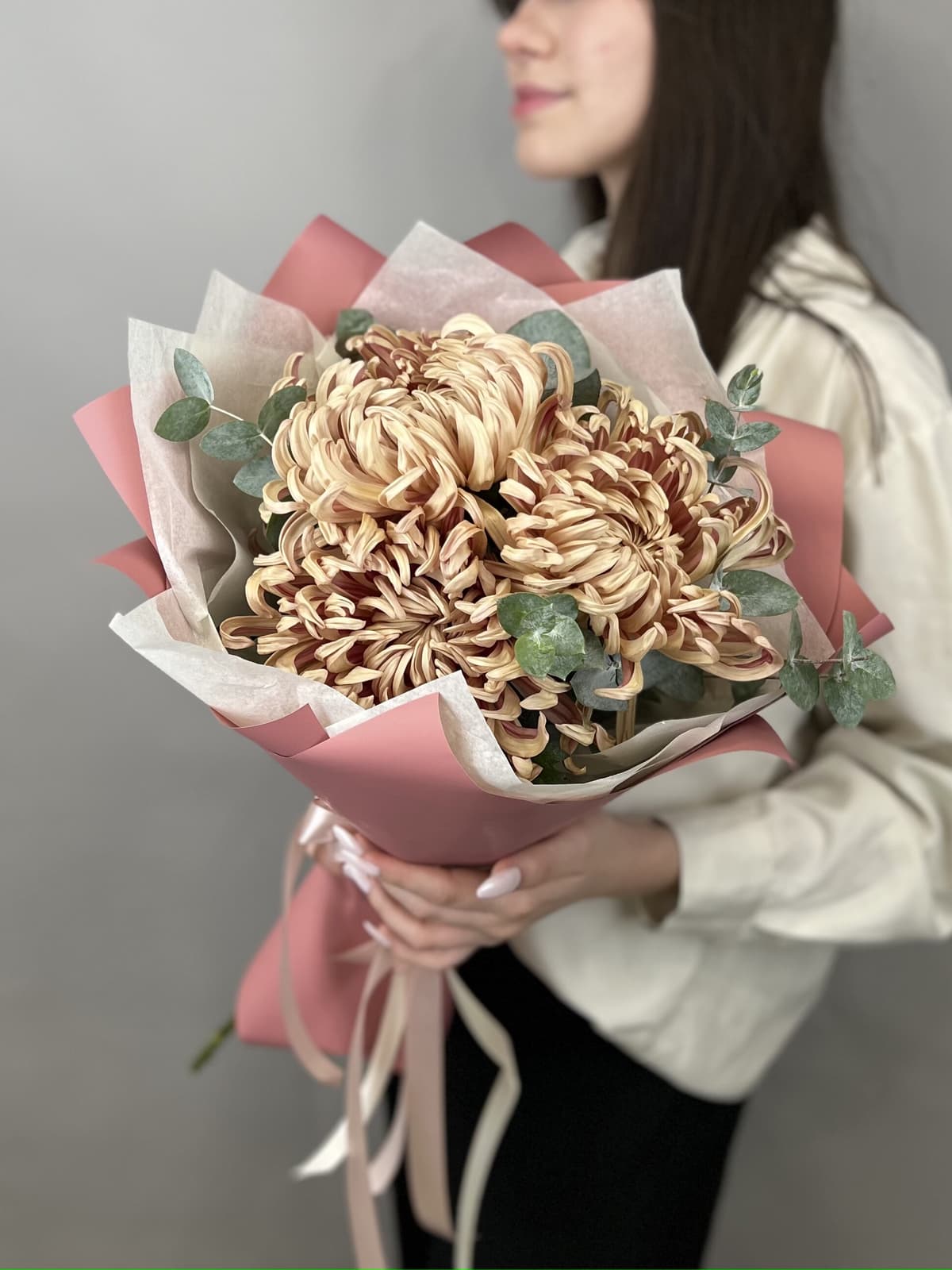 Оригинальный букет хризантем "Медь" (3)