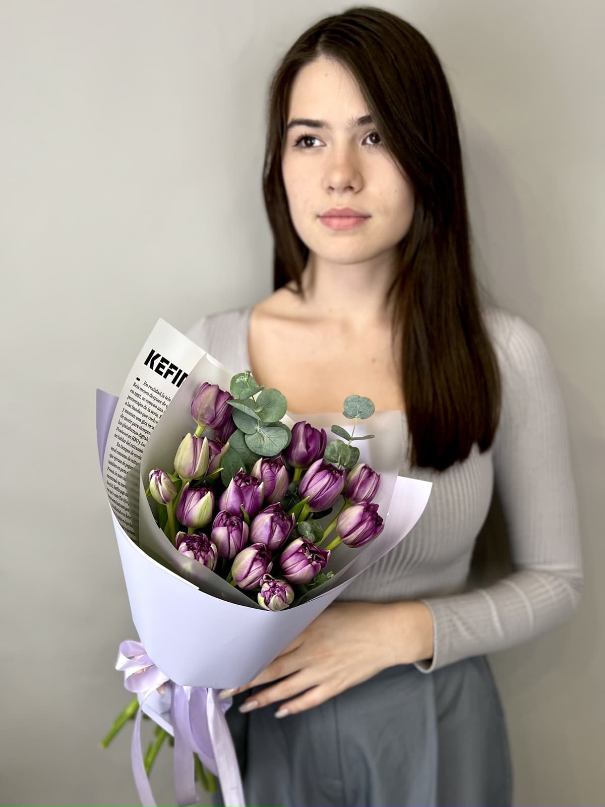 Букет пионовидных тюльпанов "Blue Diamond" M