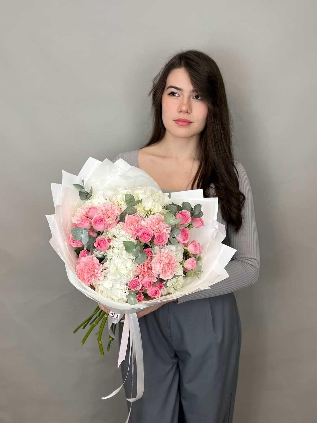 Оригинальный букет "Сияние" розовый L