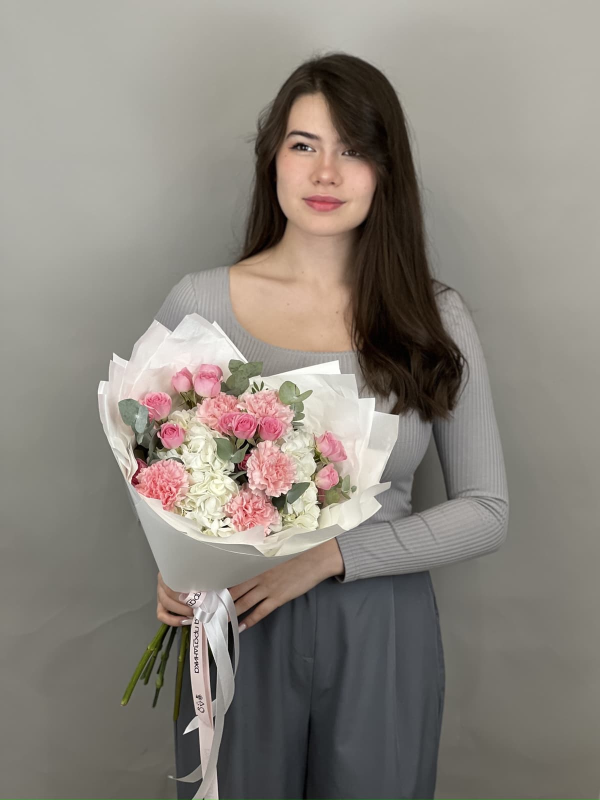 Оригинальный букет "Сияние" розовый M