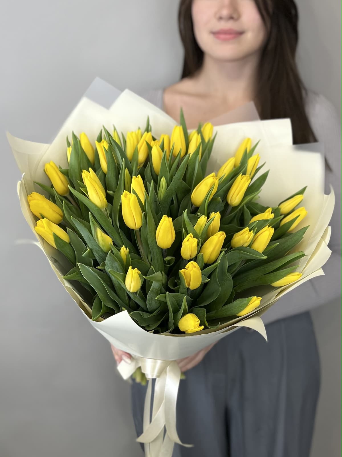 Букет из 51 желтого тюльпана "Gold" L