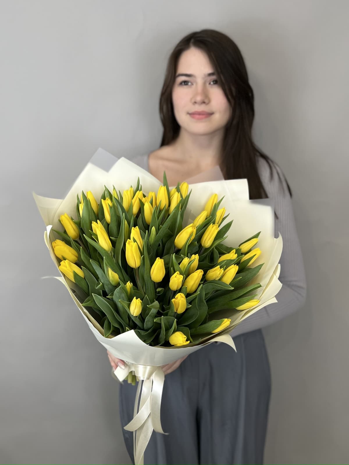 Букет из 51 желтого тюльпана "Gold" L
