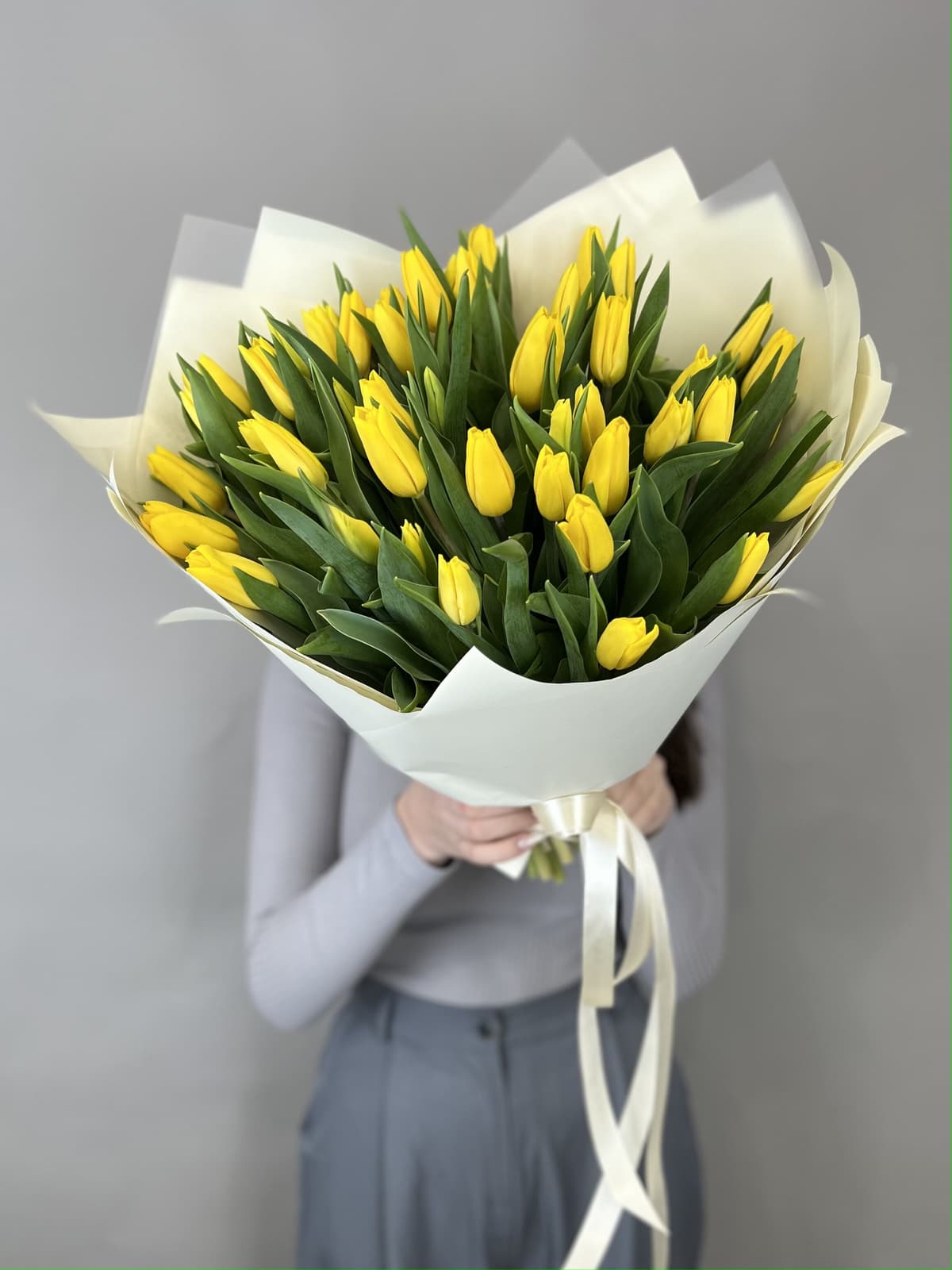 Букет из 51 желтого тюльпана "Золото" (51)