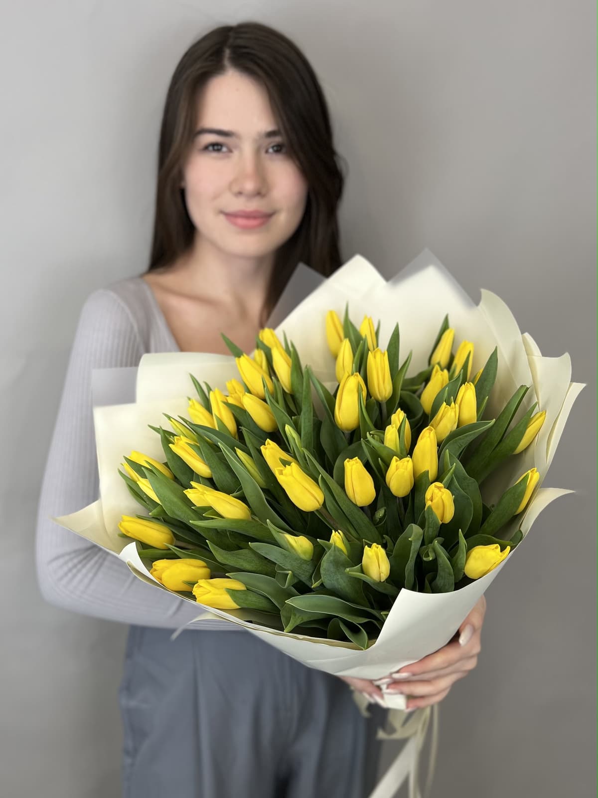 Букет из 51 желтого тюльпана "Золото" (51)