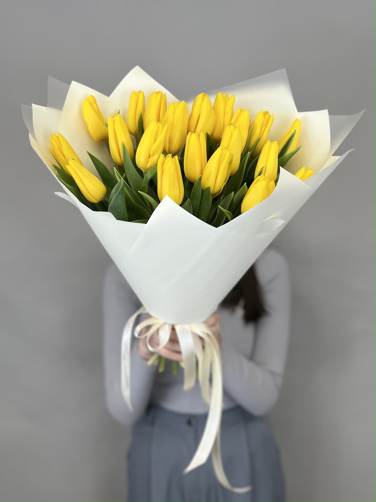 Букет из 21 желтого тюльпана "Золото" (21)