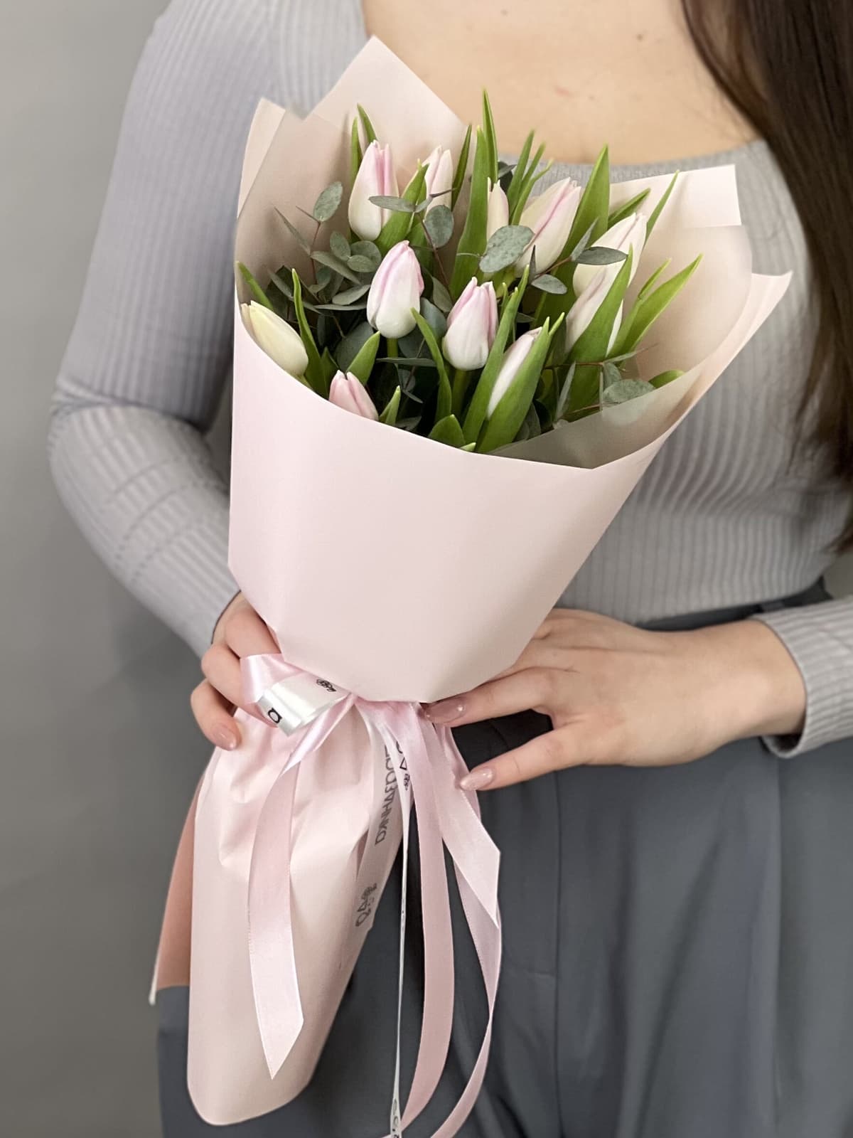 Стильный букет тюльпанов "Розовый" (11)