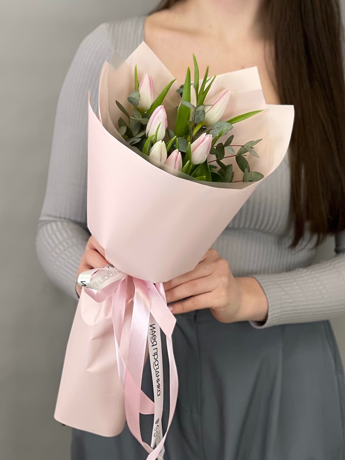 Свежий букет тюльпанов "Розовый" (7)