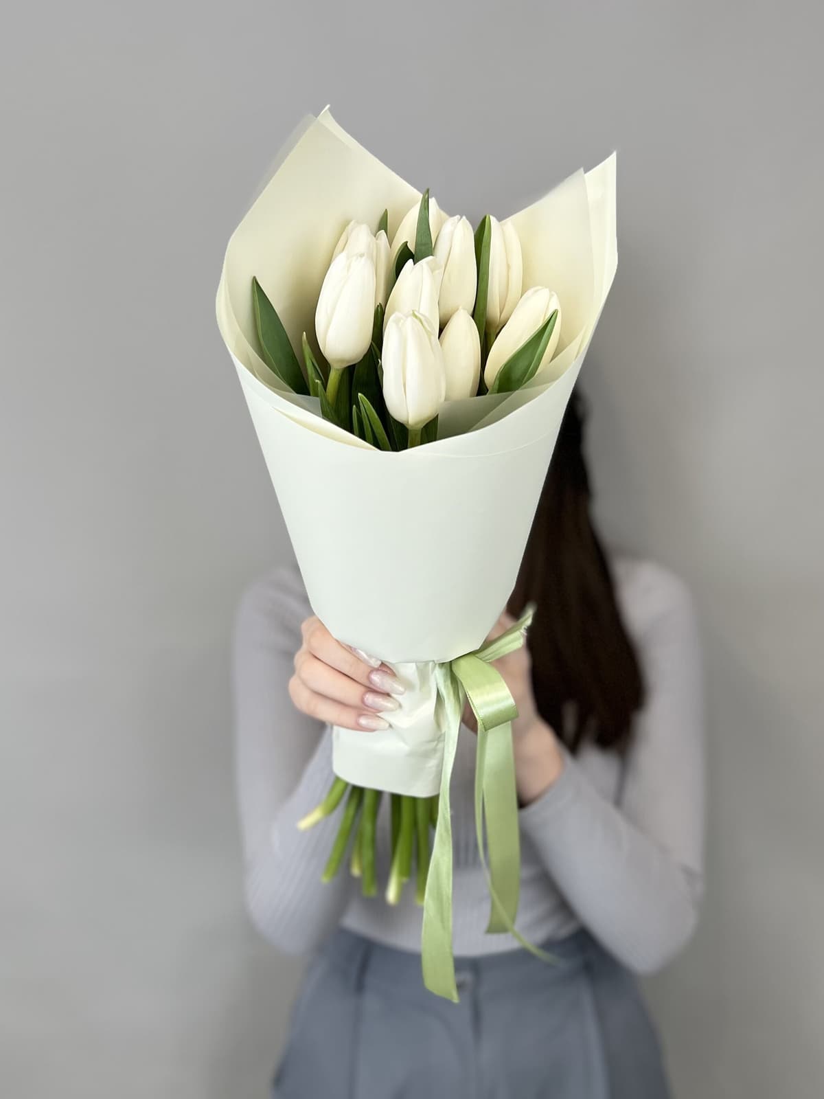 Букет из 9 белых тюльпанов "White" XS