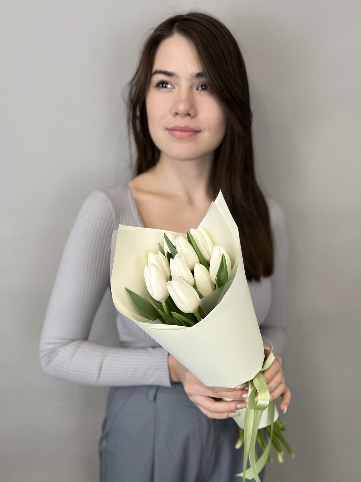 Букет из 9 белых тюльпанов "White" XS