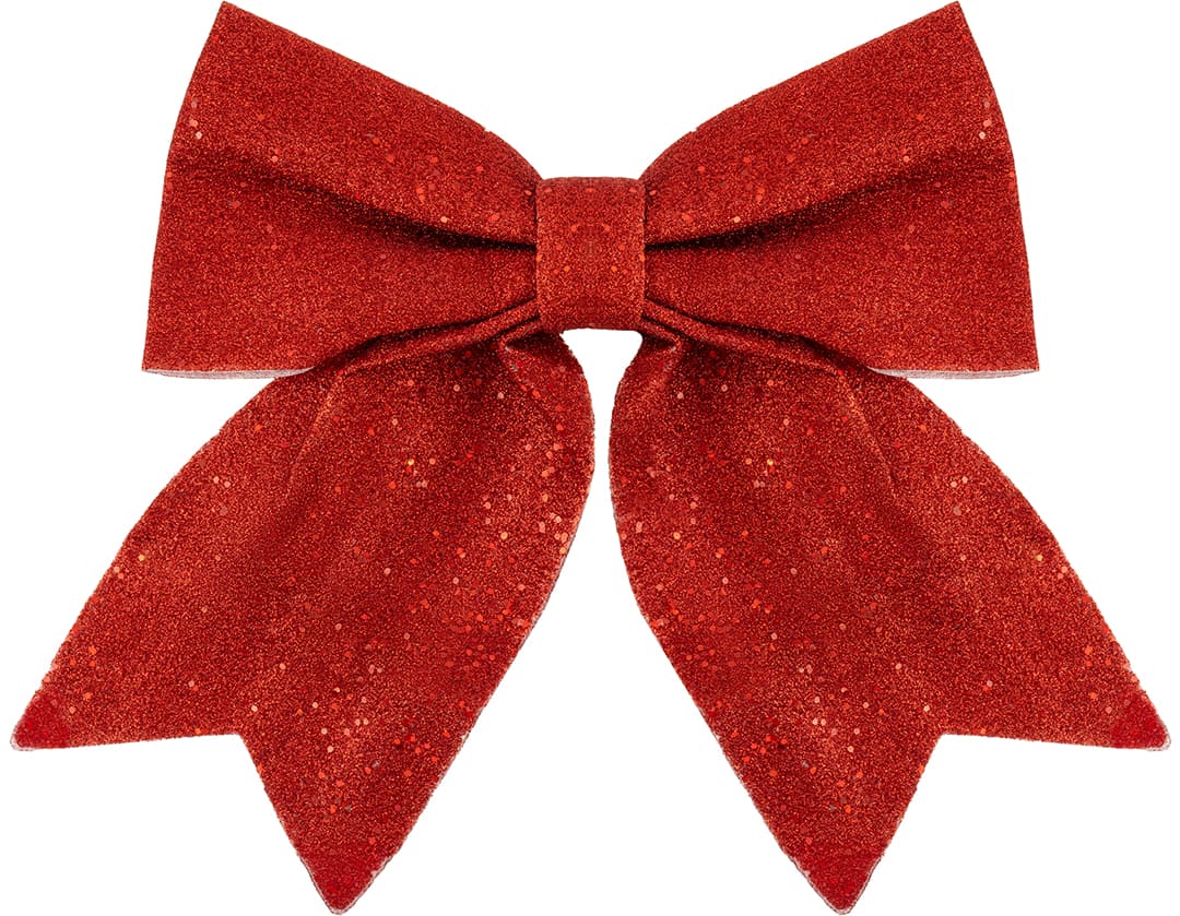 Декоративный бант Праздничный, Красный, с блестками, 30*35 см, 1 шт.