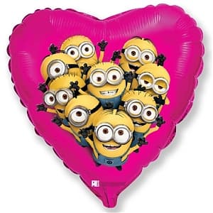 Ф 18" Миньоны сердце розов Ф 18" Миньоны сердце розов