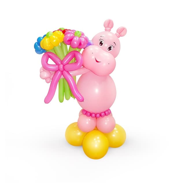 Фигура бегемотик с букетом Фигура бегемотик с букетом