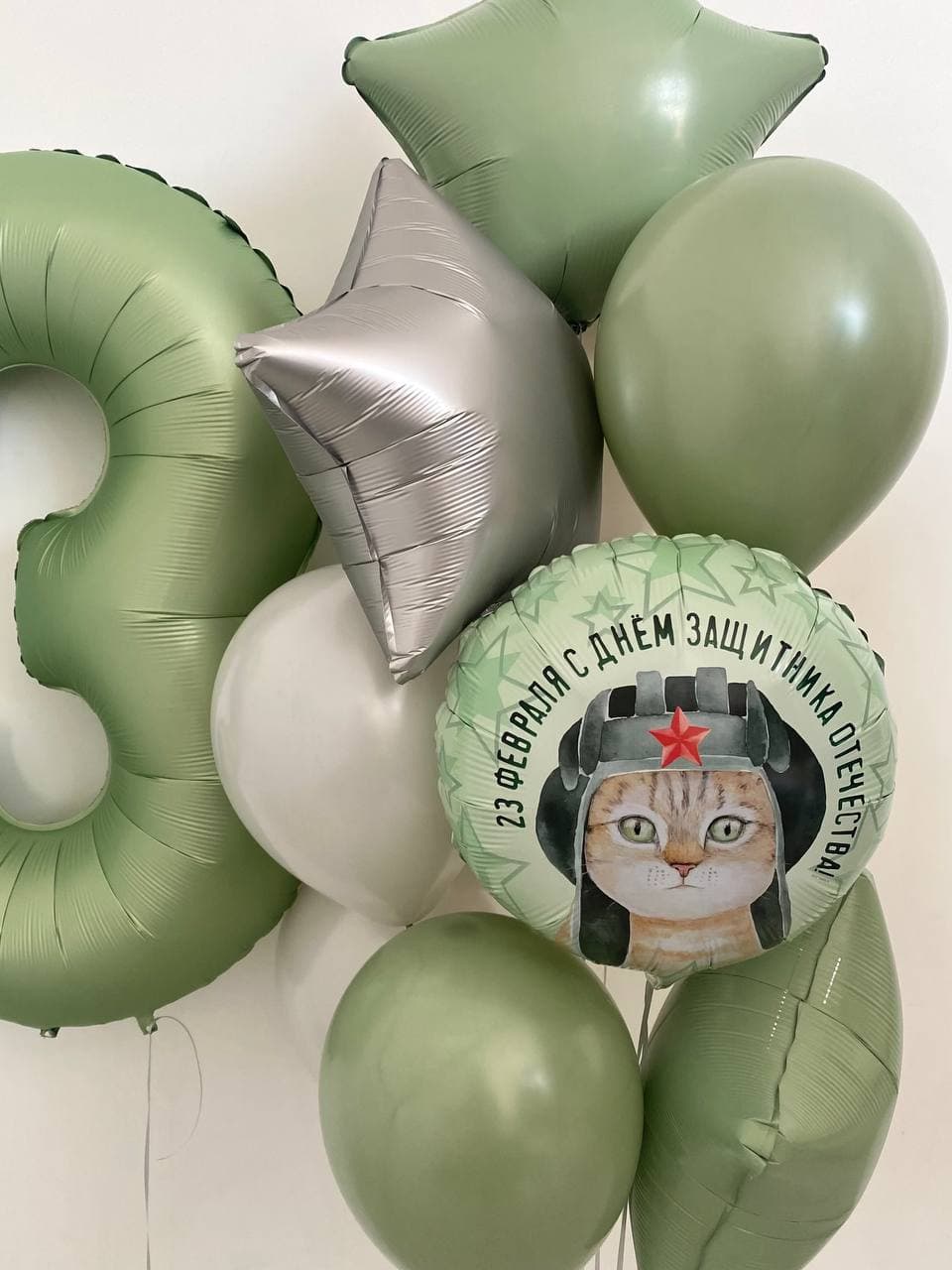 Фонтан из шаров «23 февраля.Кот»