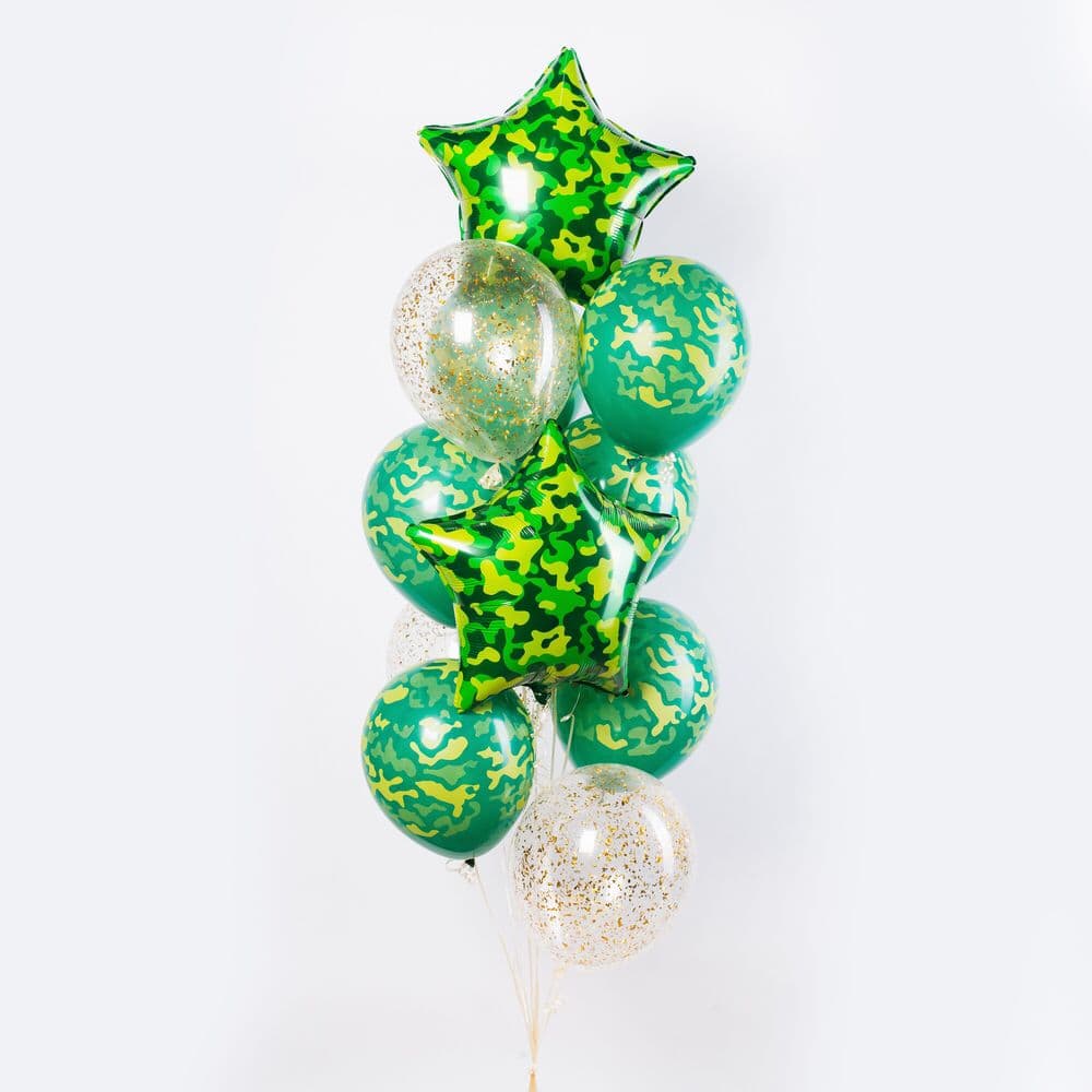 Фонтан из шаров "Камуфляжные звезды"