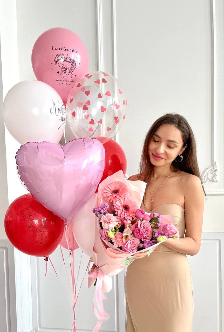 Фонтан из шаров «Люблю тебя нежно»