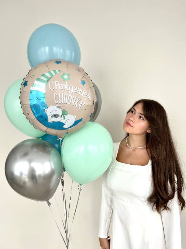 Фонтан из шаров «Мишка во сне»