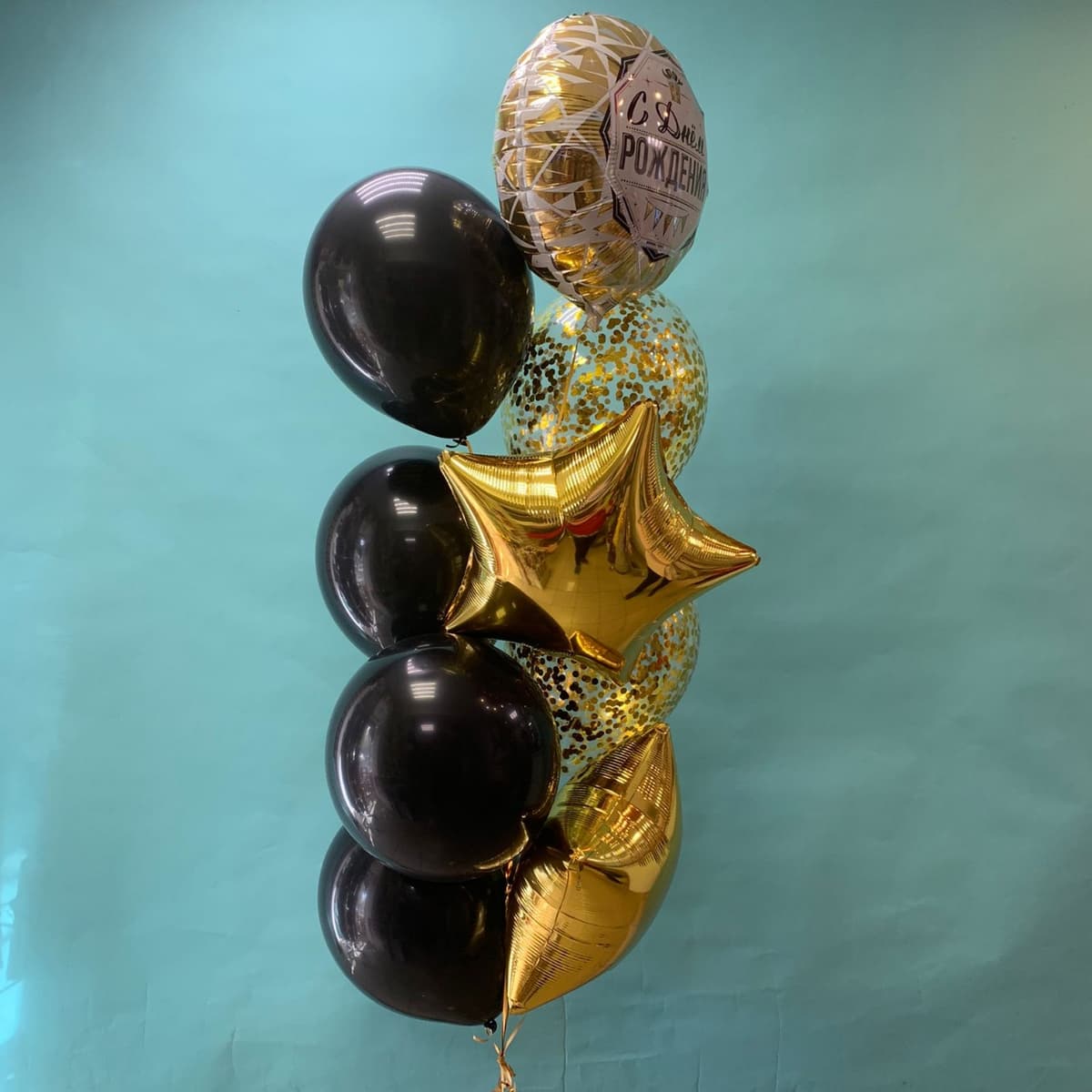 Фонтан из шаров "Роскошь золота"