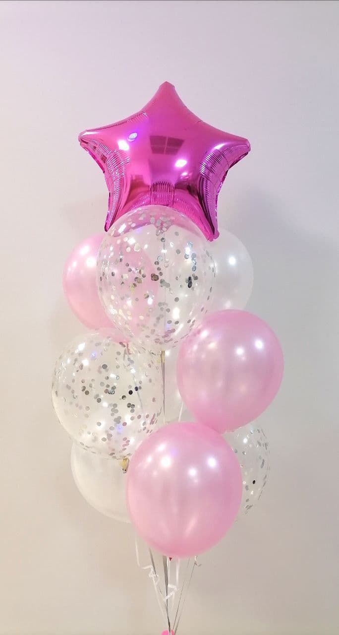 Фонтан из шаров "Розовая звезда"