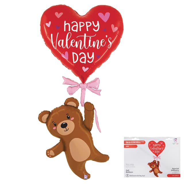G 69"/ 176 см Мишка на сердечке в упаковке / Valentine Balloon Bear G 69"/ 176 см Мишка на сердечке в упаковке / Valentine Balloon Bear