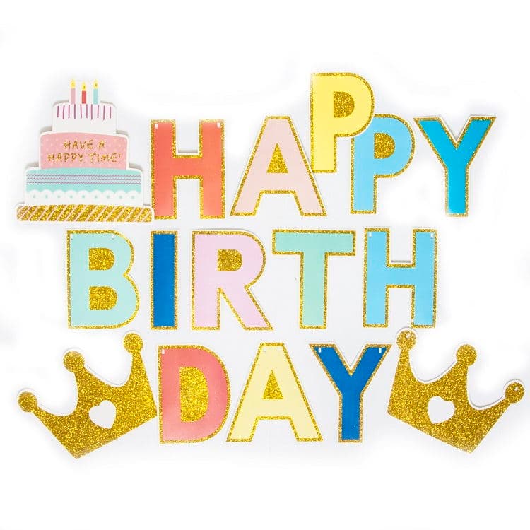 Гирлянда Happy Birthday! разноцветные буквы и короны 200см