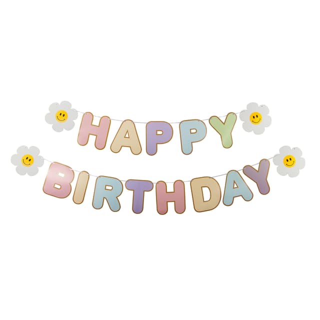 Гирлянда Happy Birthday с ромашками, Ассорти, Металлик, 500 см, 17*13 см Гирлянда Happy Birthday с ромашками, Ассорти, Металлик, 500 см, 17*13 см