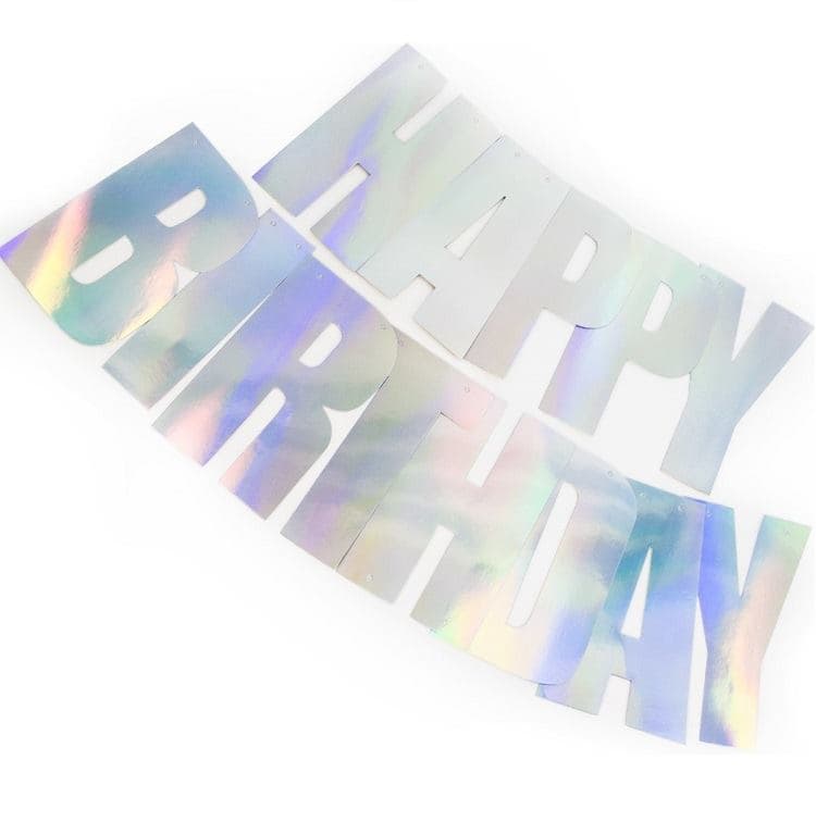 Гирлянда Happy Birthday серебро,голограф